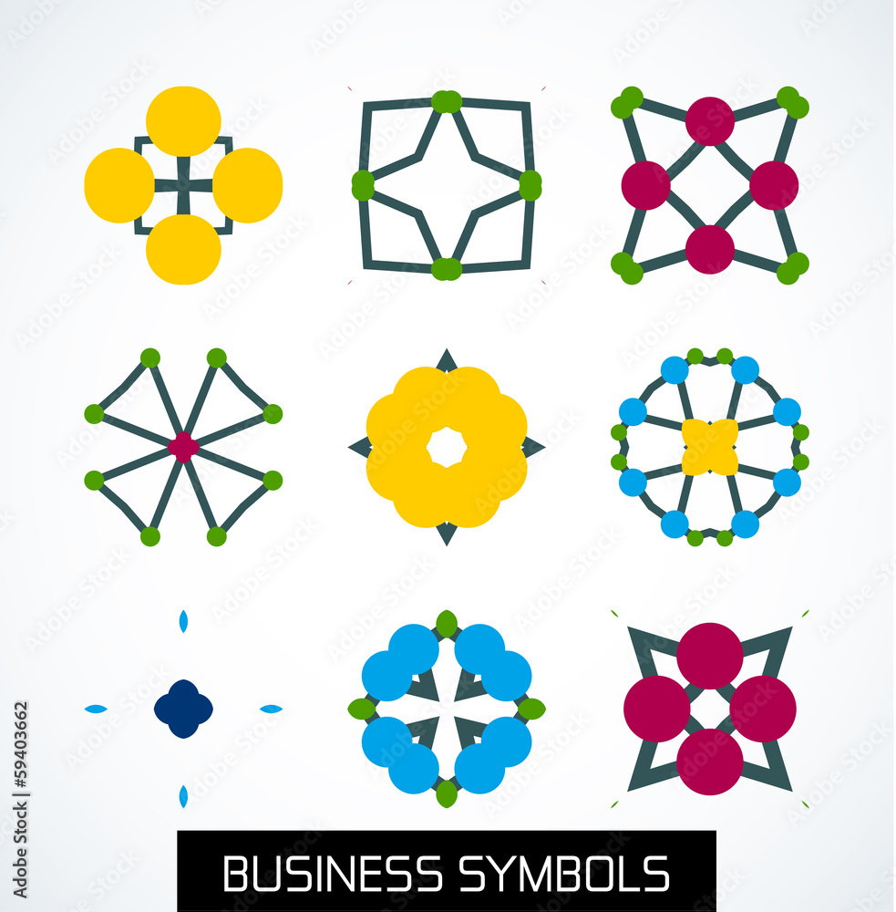 Business symbols icon set. Geometric concept Business symbols icon set. Geometric concept
