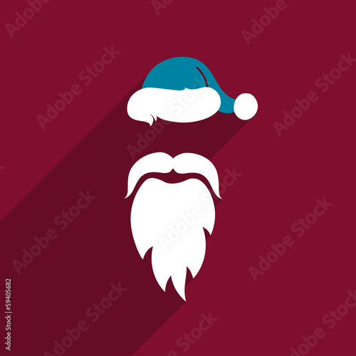 Flat Design Vector Santa Claus Face. Icon. Greeting Card.