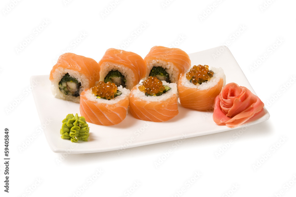 Rolls of salmon