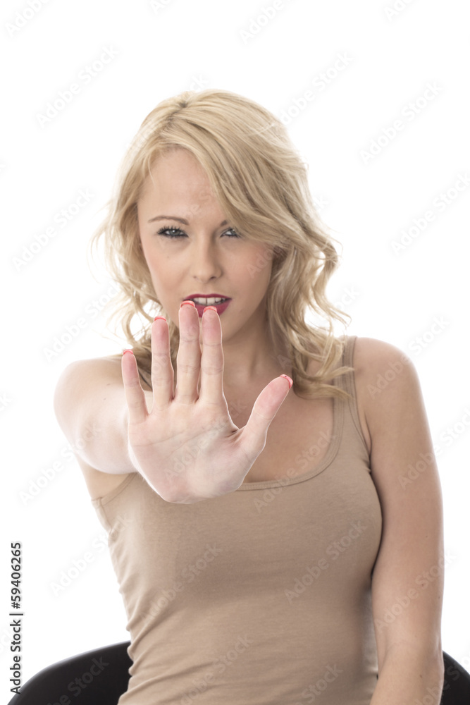 Young Woman Raising Hand