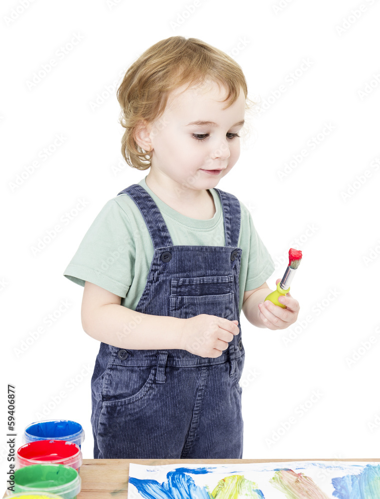 cute girl painting. isolated on white background cute girl painting. isolated on white background