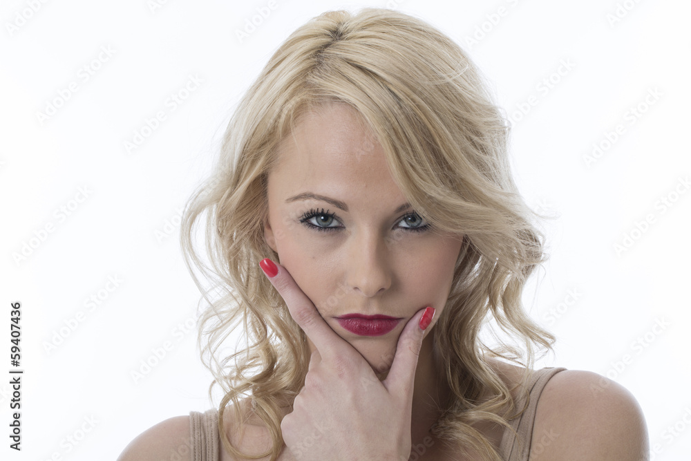 Thoughtful Serious Young Woman Thinking Thoughtful Serious Young Woman Thinking