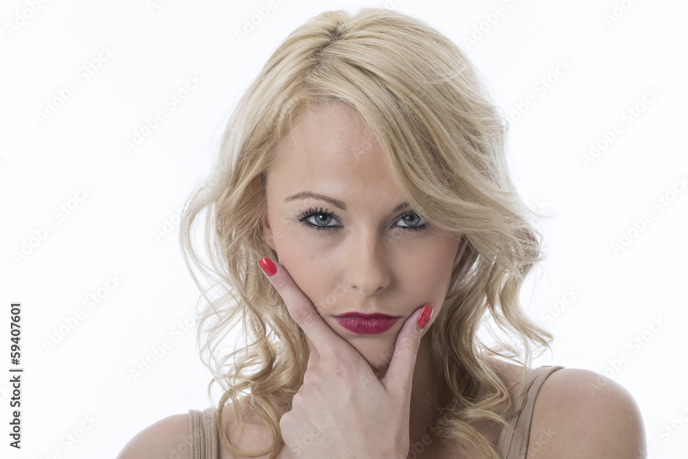 Thoughtful Serious Young Woman Thinking Thoughtful Serious Young Woman Thinking