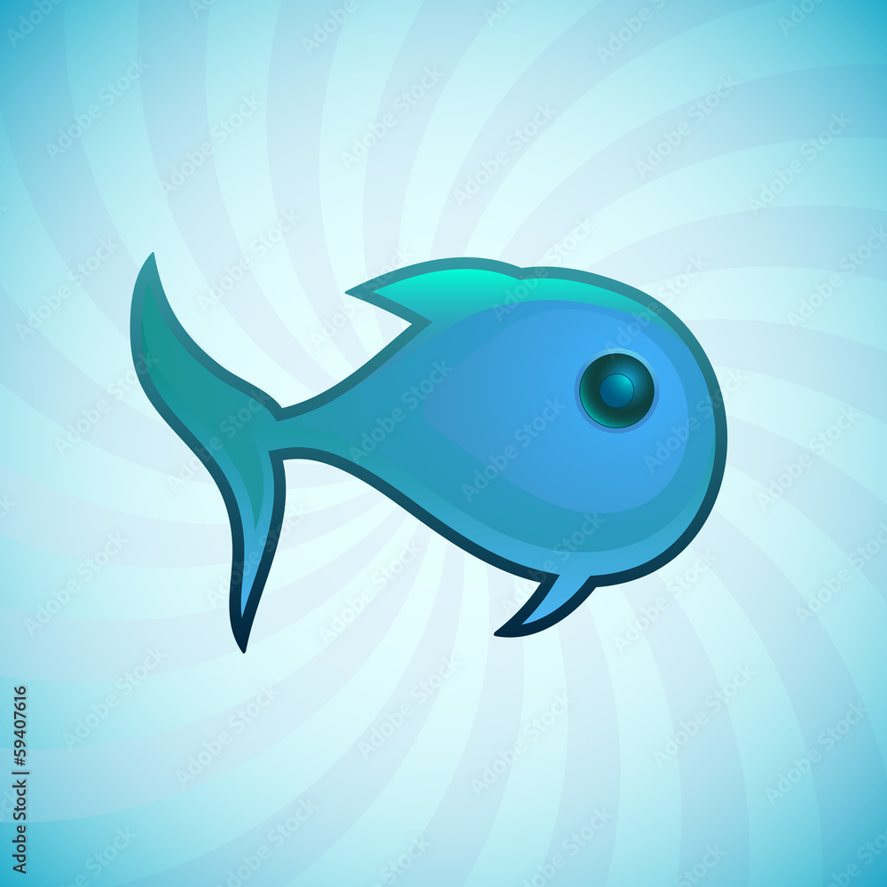 Blue small fish, isolated illustration