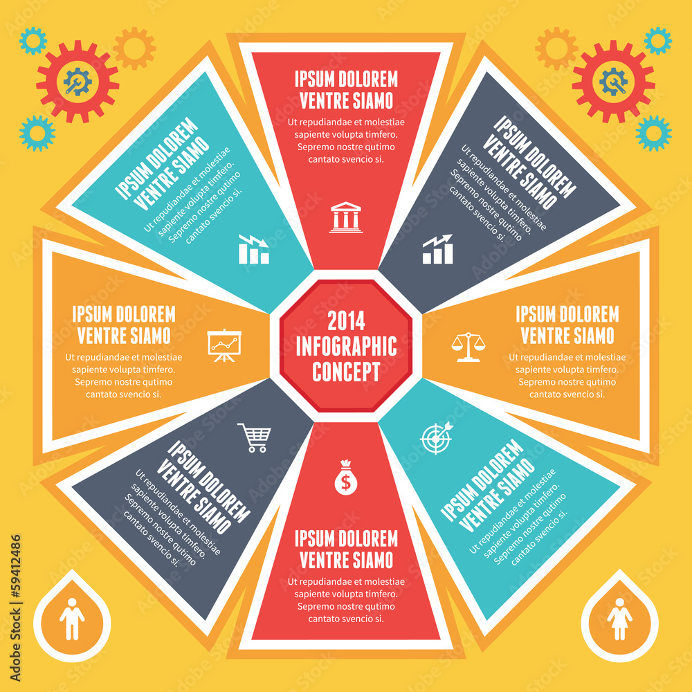 Infographic Concept for Presentations - Vector Scheme with Icons Infographic Concept for Presentations - Vector Scheme with Icons