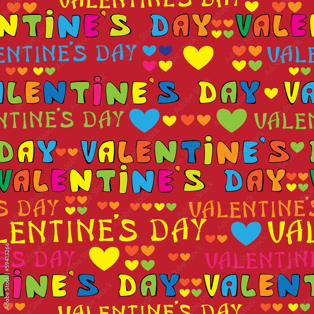 Fototapeta premium text Valentines Day seamless pattern