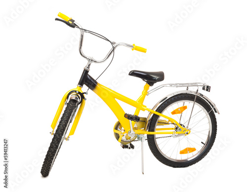 yellow bicycle isolated on white