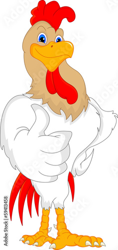 cute rooster cartoon thumb up