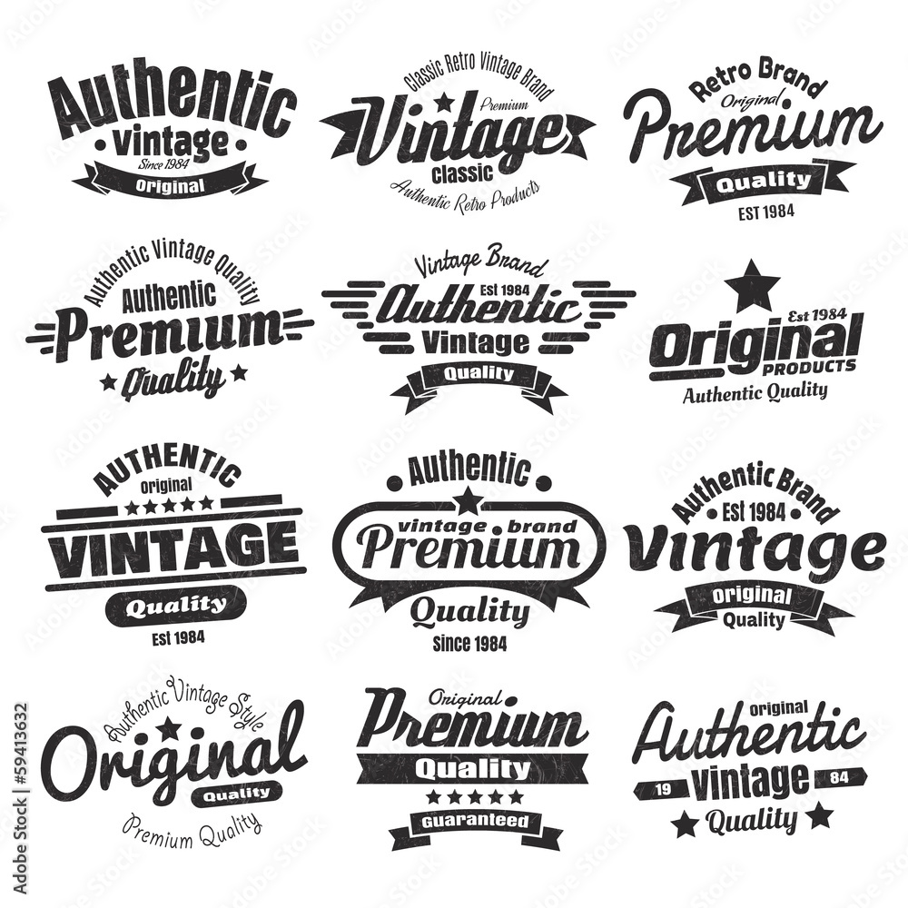 12 Vintage Insignias Or Labels