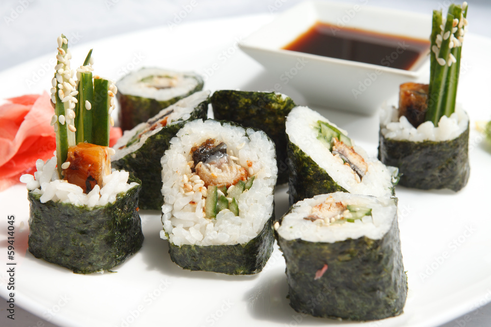 sushi with soy sauce sushi with soy sauce