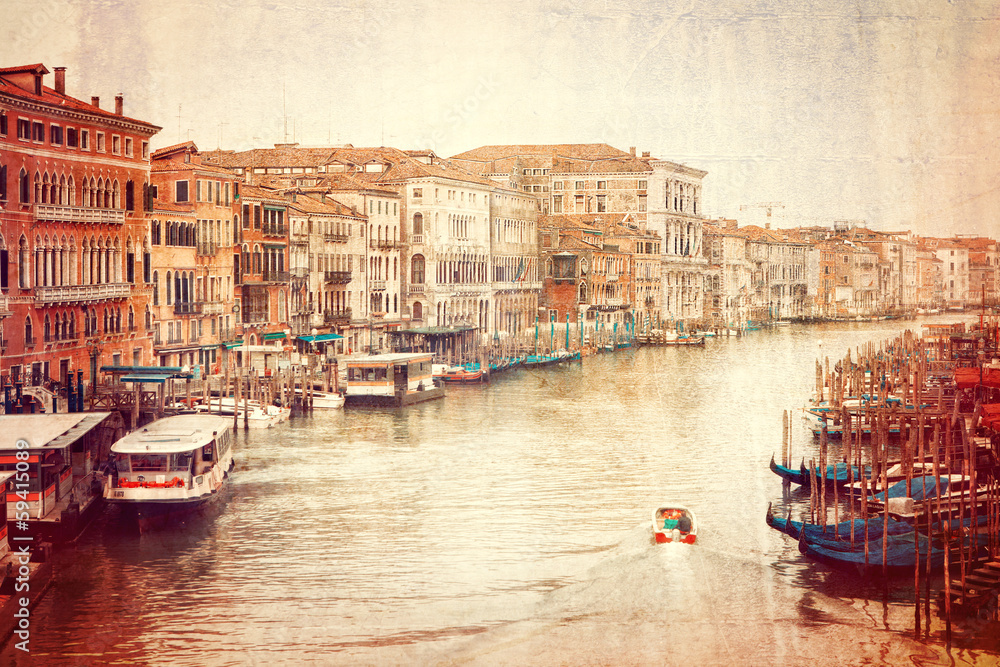 Vintage photo of Grand Canal in Venice