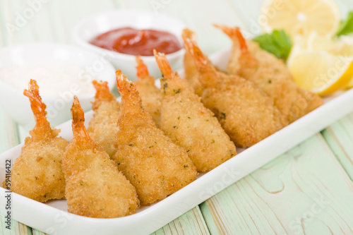 Breaded Butterfly Prawns - Fried prawns filled with garlic sauce