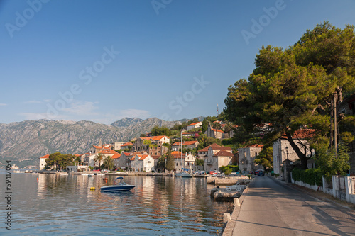 Fototapeta Naklejka Na Ścianę i Meble -  Adriatic sea, Montenegro, Bay of Kotor. Perast town main street