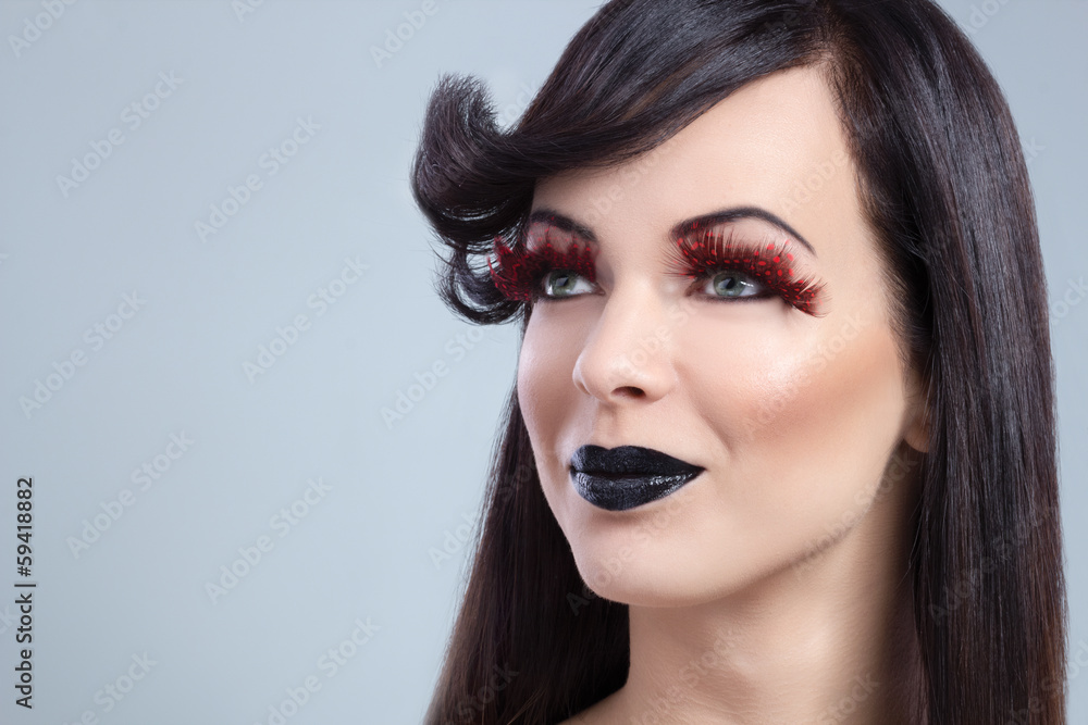 Fototapeta premium closeup portrait of a beautiful young woman with elegant long ha