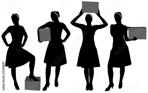 Woman carrying box silhouette