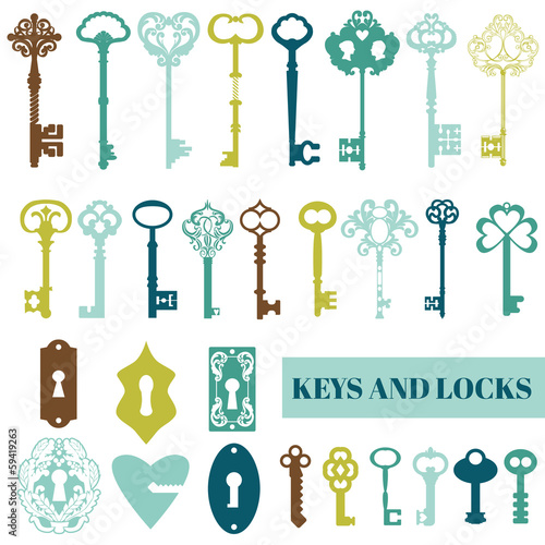 Set of Antique Keys and Locks - for your design or scrapbook