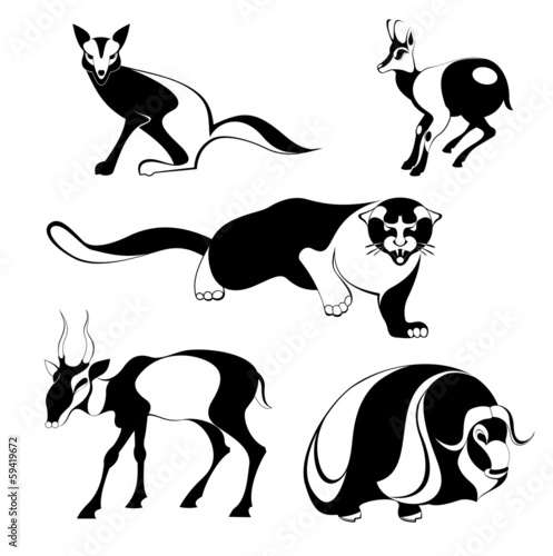 Vector original art animal silhouettes collection for design