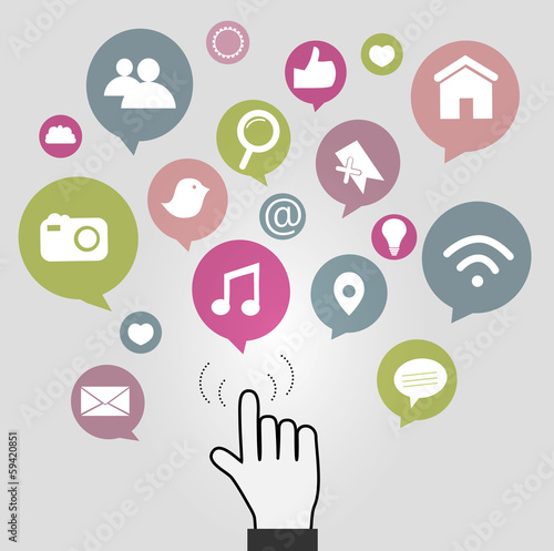 social media concept with hand sign