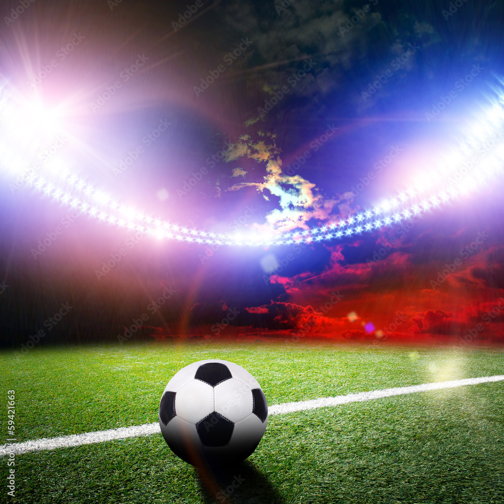 Fototapeta premium Obraz stadionu w światłach i błyskach