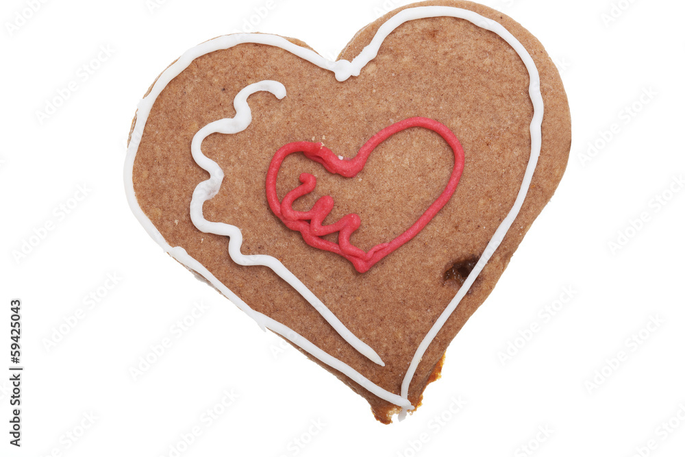 Gingerbread heart Christmas cookie. Gingerbread heart Christmas cookie.