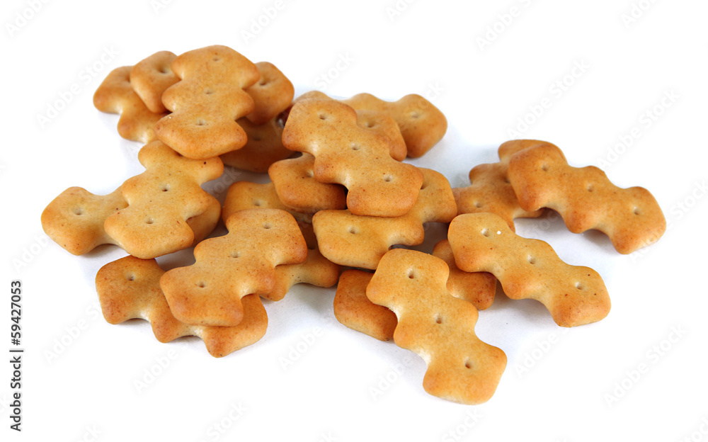 Delicious crackers isolated on white Delicious crackers isolated on white