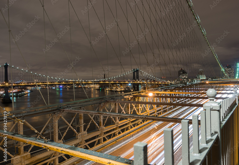 Brooklyn bridge by night,New York
