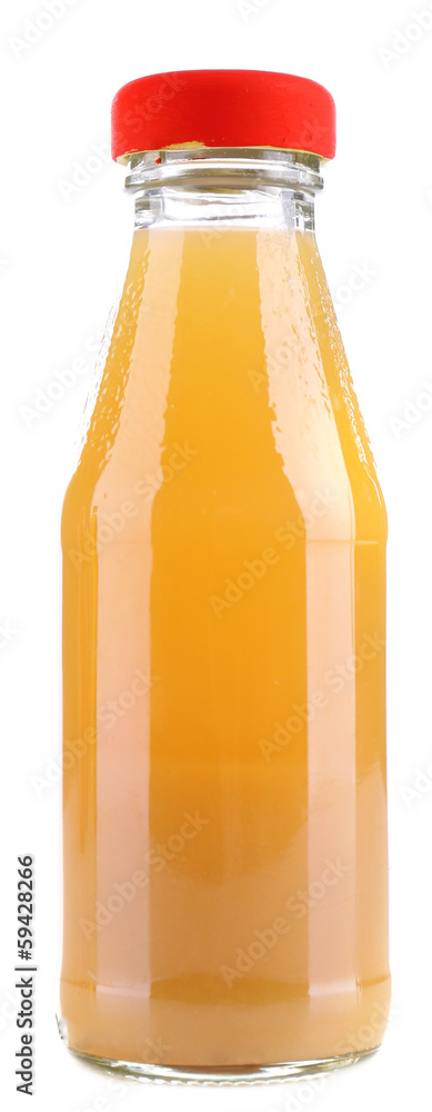 Baby food (juice) in glass jars, isolated on white Baby food (juice) in glass jars, isolated on white