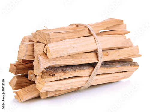 Stack of firewood isolated on white
