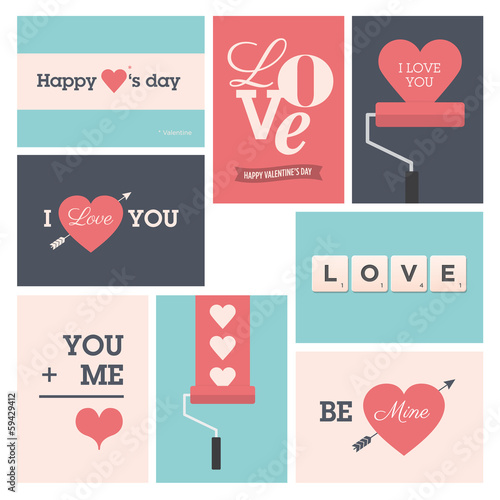 Set of valentine cards, vector design editable.