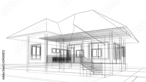 abstract sketch design of house