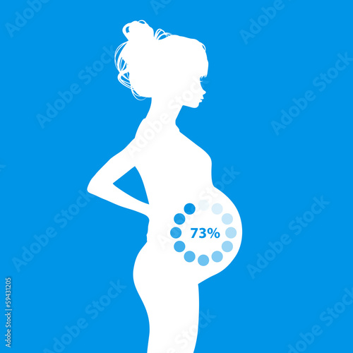 Pregnant woman with loading sign on her belly