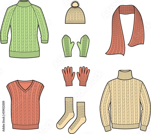 Vector illustration of winter knitwear