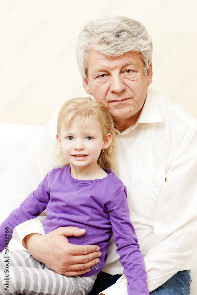 portrait of grandfather with his granddaughter portrait of grandfather with his granddaughter