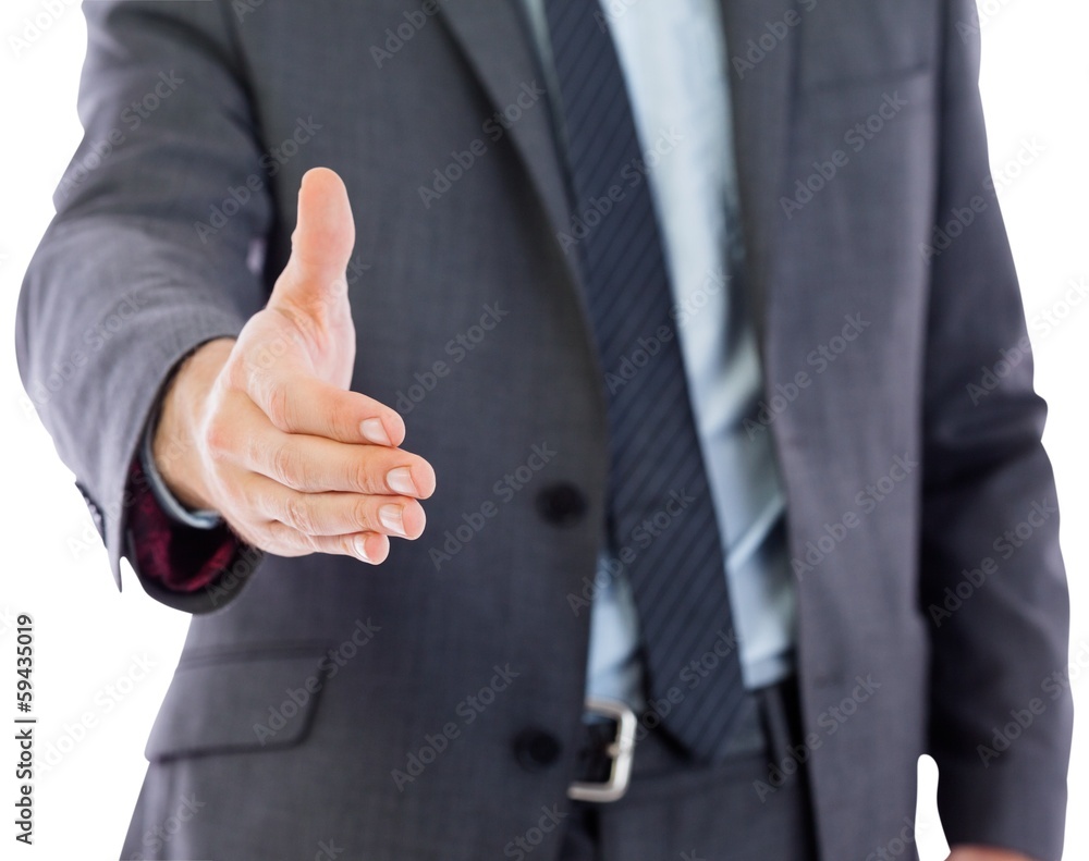 Businessman reaching hand out Businessman reaching hand out