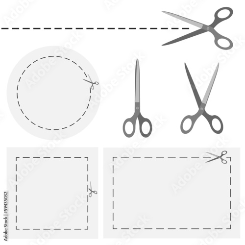 Set - Schere mit Strichlinie