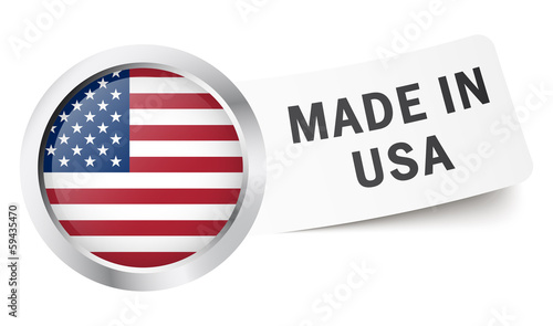 Button mit Fahne " MADE IN USA "