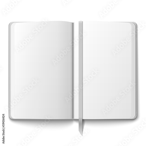 Blank copybook template with bookmark.