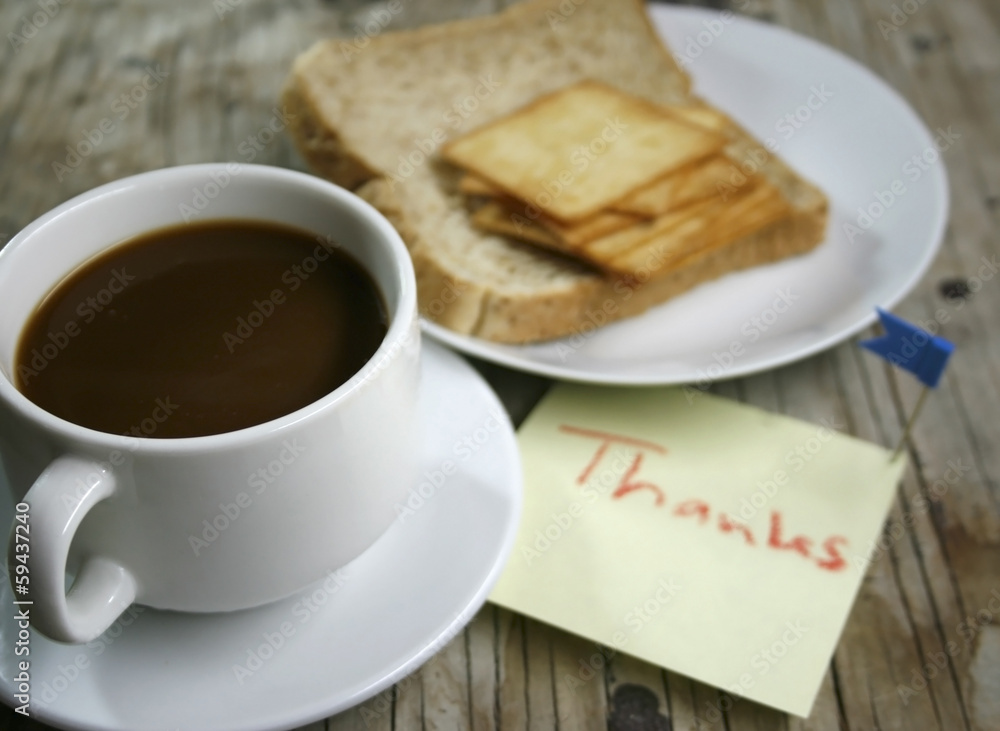 plate with a cup of coffee and bread plate with a cup of coffee and bread