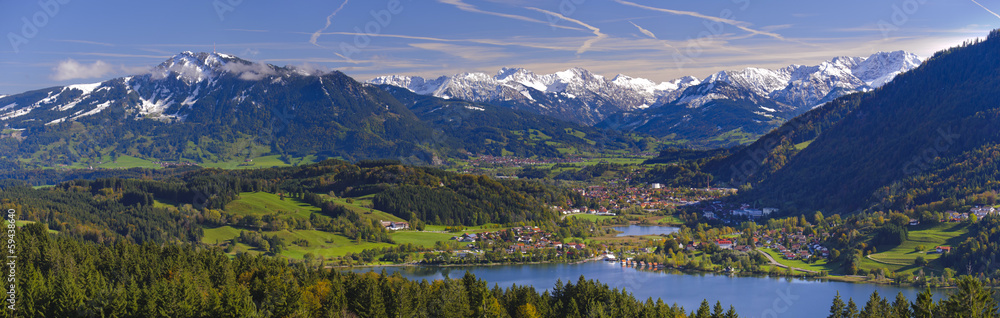 panorama landscape and alps mountains in Bavaria