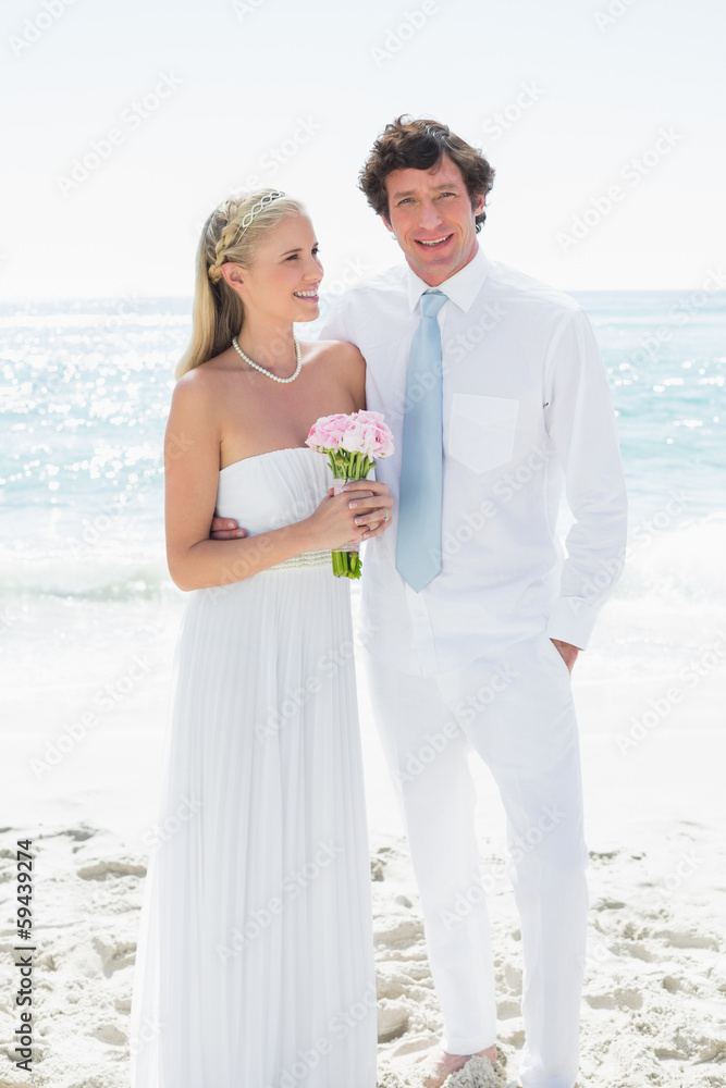 Cute happy couple on their wedding day Cute happy couple on their wedding day
