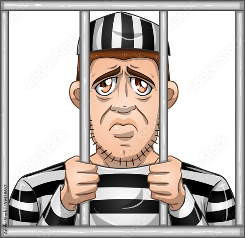 Sad Prisoner Behind Bars