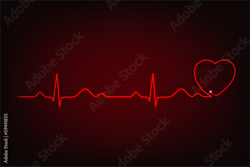 Cardiogram line forming heart shape