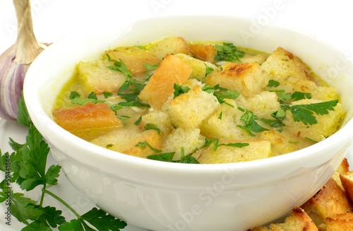 garlic soup with croutons