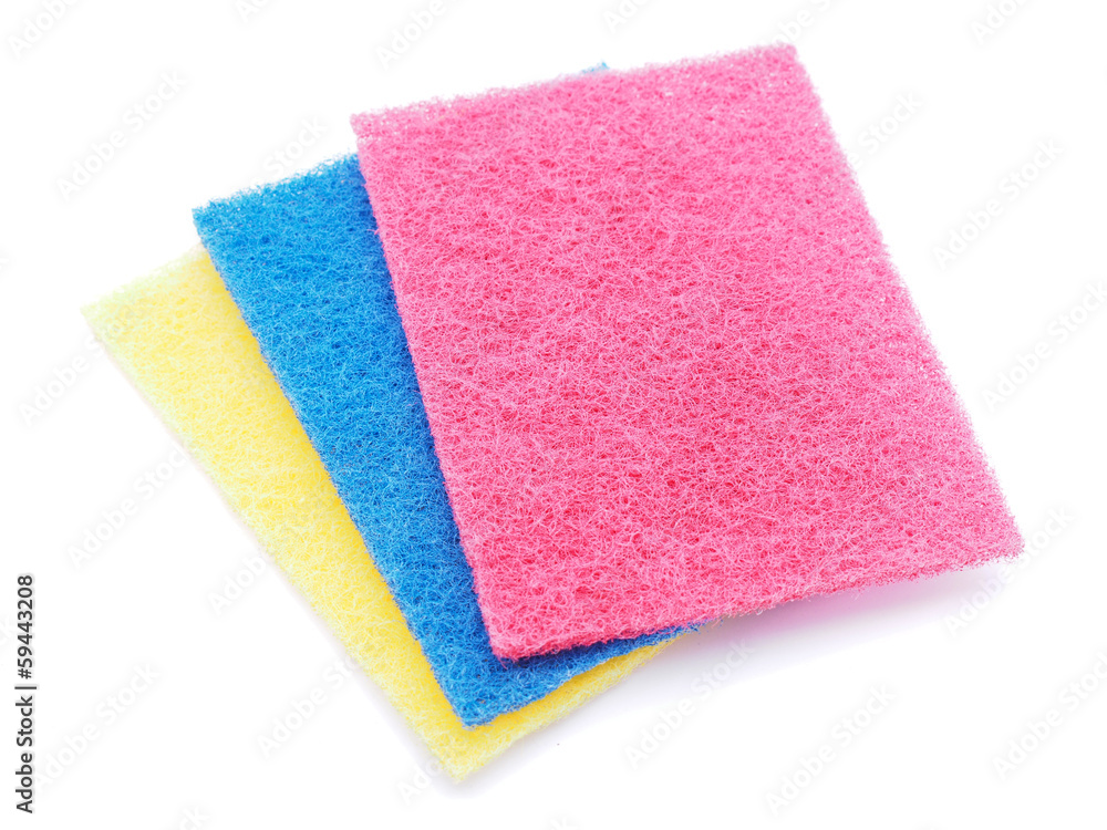 sponges for washing dishes on a white background sponges for washing dishes on a white background