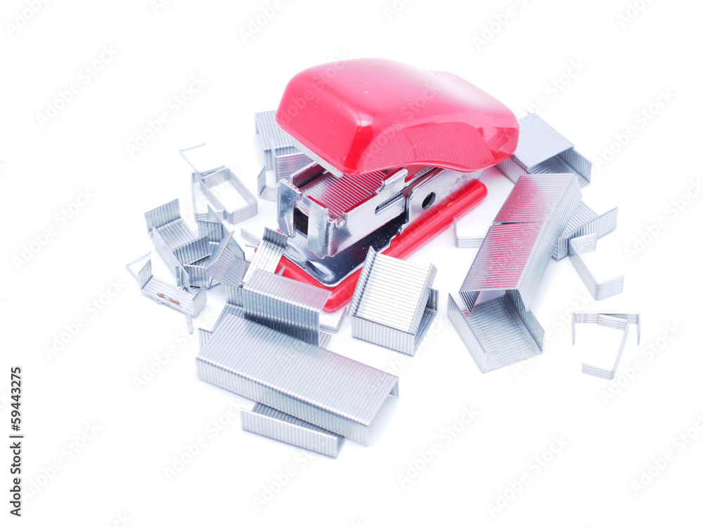 Stapler with staples on a white background Stapler with staples on a white background