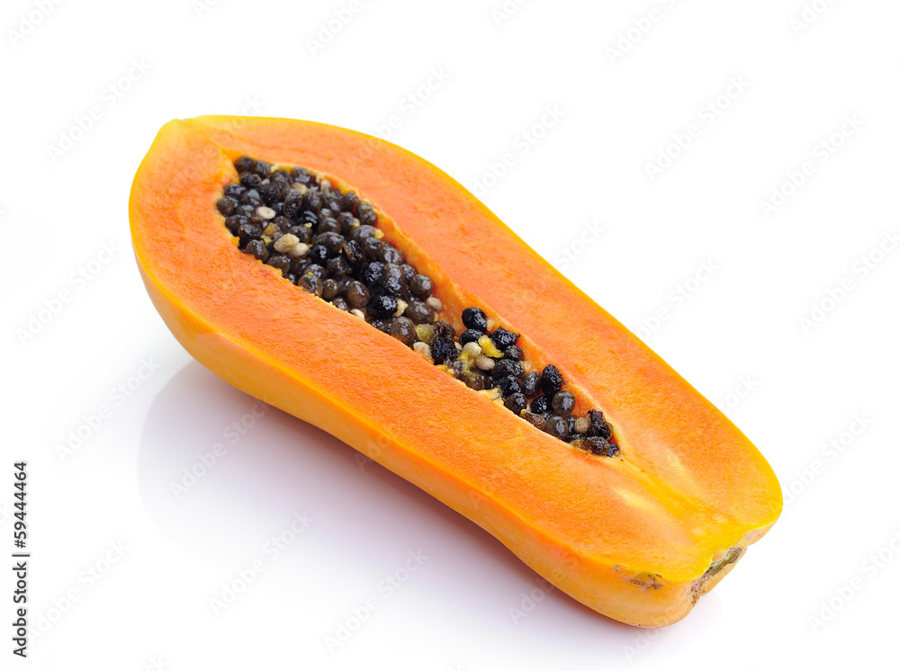 fresh ripe juicy papaya slice on white background fresh ripe juicy papaya slice on white background