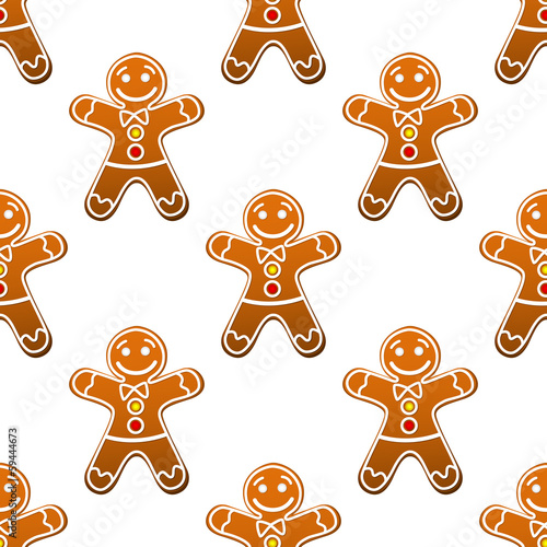 Gingerbread man cookie seamless pattern
