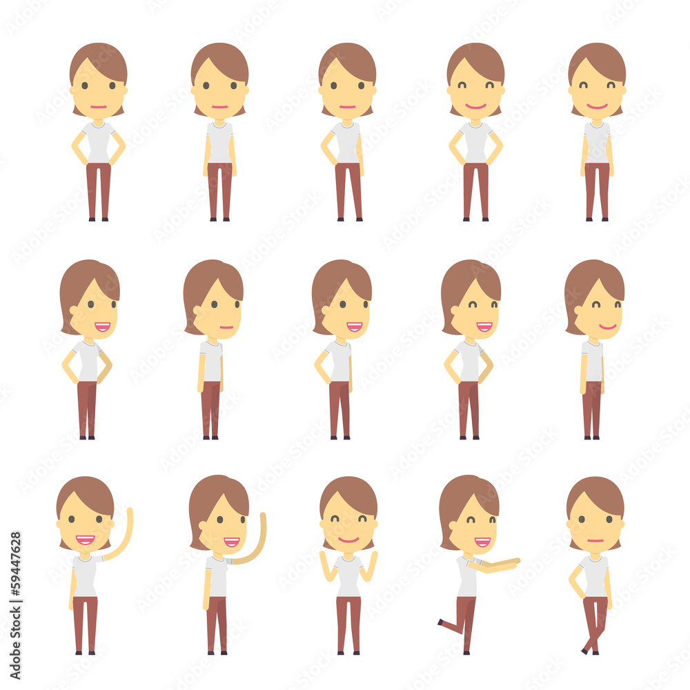 urban character set in different poses. simple flat design. urban character set in different poses. simple flat design.