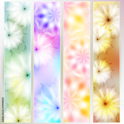 A set of colorful cards with floral design. Pastel range