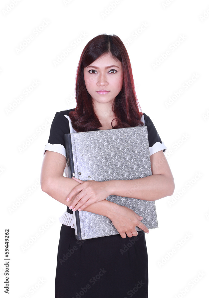 business woman holding stack of folders documents business woman holding stack of folders documents
